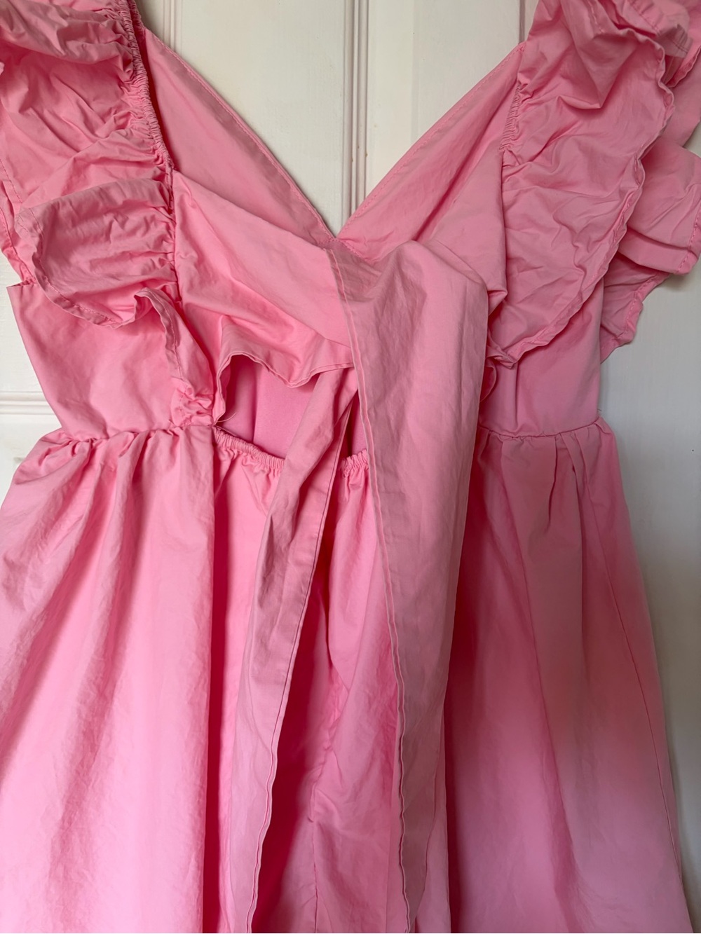 Pink Flutter-Sleeve Babydoll Dress - Picture 6 of 7